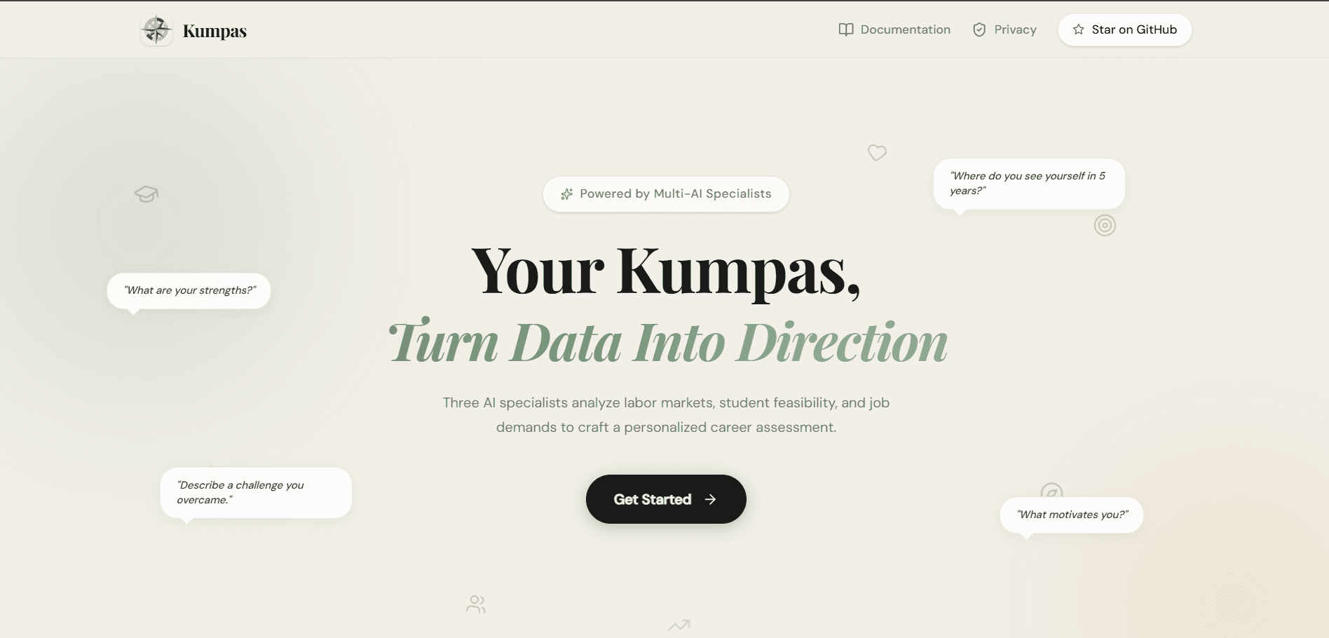 Kumpas (Innovation Cup Cebu 2026) - A multi-AI specialist career assessment system powered by student academic records. Supports UN SDG 8 for decent work and economic growth.